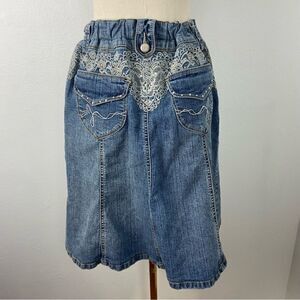 Jolt Vintage Y2K Denim Skirt Fit & Flare Boho Western Cottagecore Size 11